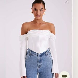 Meshki Giselle Satin Off Shoulder Top - NWT